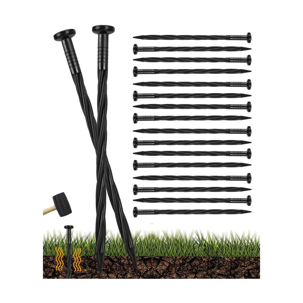 100pack 8-Inch Plastic Landscape Edging Spikes Landscape Anchoring Nail Spiral Landscape Stake for Weed Barrier, Paver
