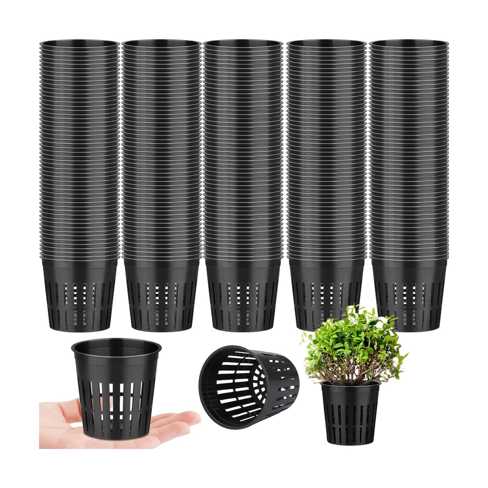 500-Pack 2 Inch Hydroponics Net Pots - Slotted Mesh Net Cups for Plant Growing System - Self Watering Baskets for