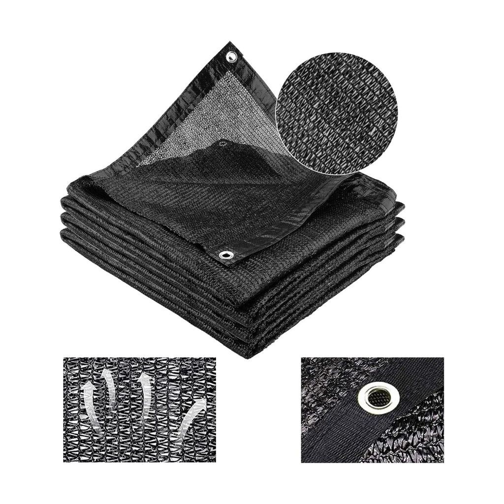 Cliselda 10x50ft Black Shade Cloth w/Grommets for Patio Mesh Tarp Sun Shade | 70% -80% UV Resistant, for Greenhouse
