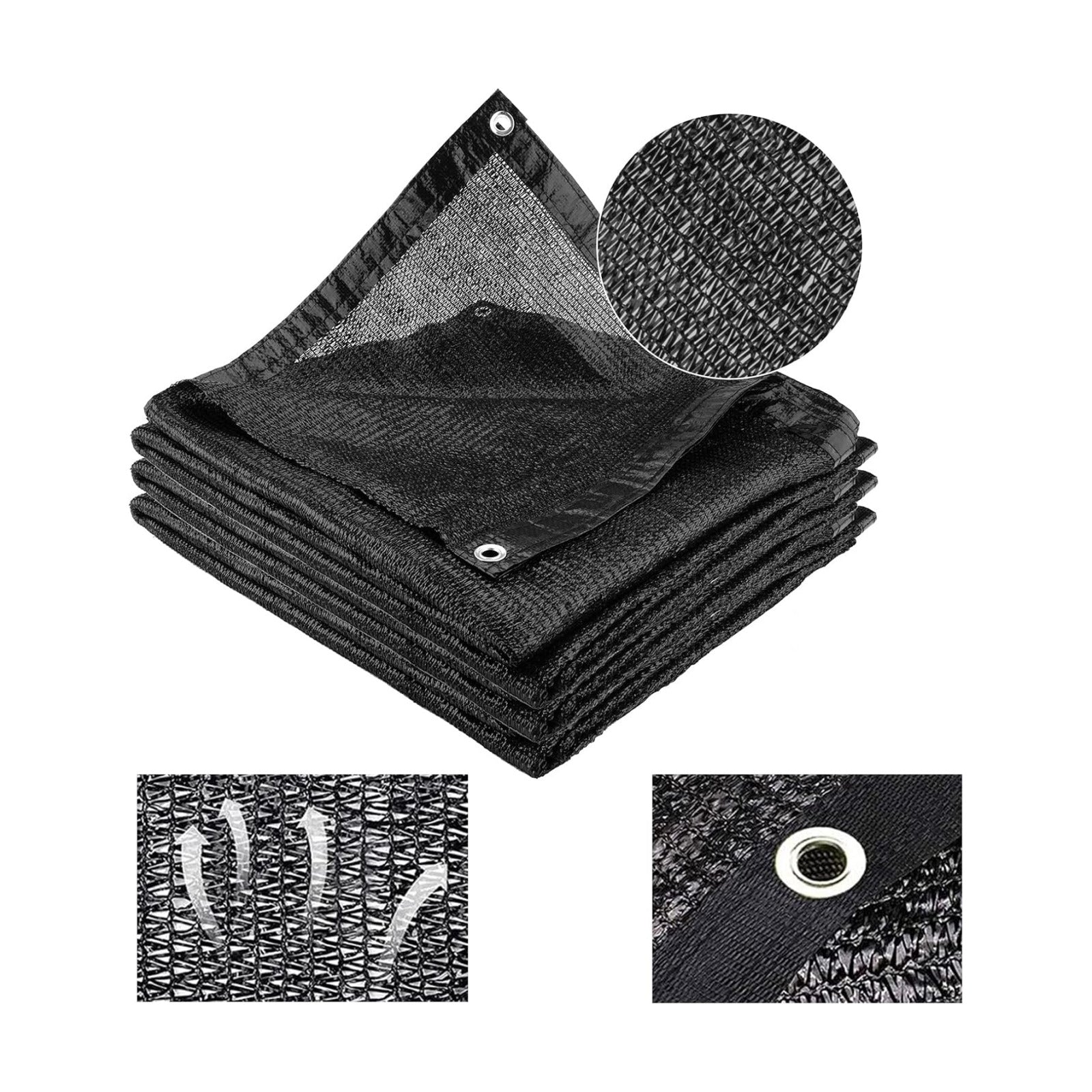 Cliselda 10x50ft Black Shade Cloth w/Grommets for Patio Mesh Tarp Sun Shade | 70% -80% UV Resistant, for Greenhouse