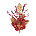 Briful 2PCS Christmas Glitter Magnolia Flowers Picks and Spray with Christmas Balls Ornament Red Berries Gold Leaves Branches for Xmas Tree Wreath Vase Floral Arrangement (Red Gold)