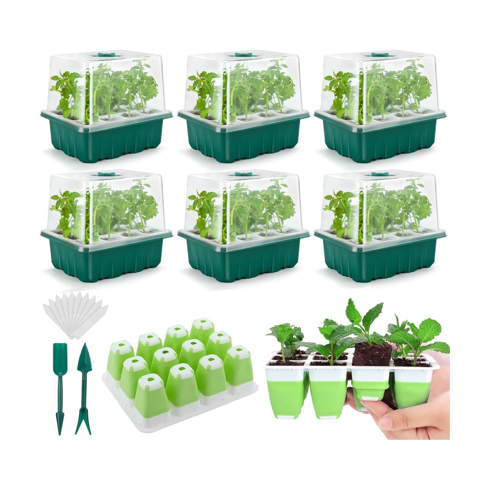 Seed Starter Tray, 72 Cells Indoor Seed Starter Kit, Flexible Silicone Designed Seedling Starter Trays, Germination