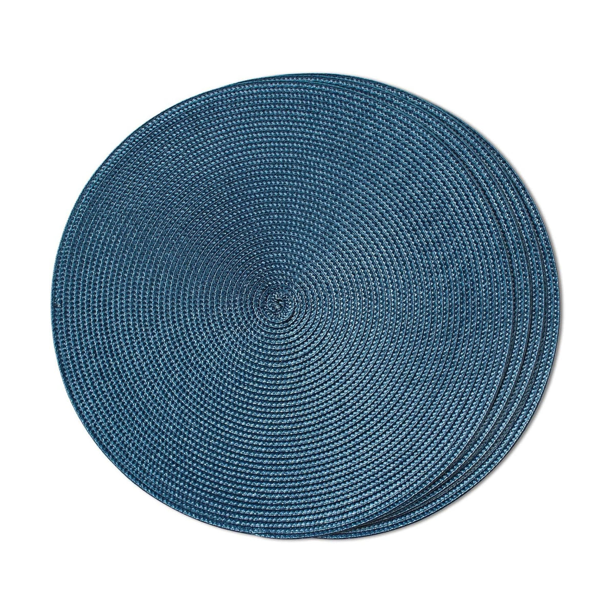 FunWheat Round Braided Placemats Set of 4 Table Mats for Dining Tables Woven Washable Non-Slip Place mats 15inch (Blue, 4pcs)