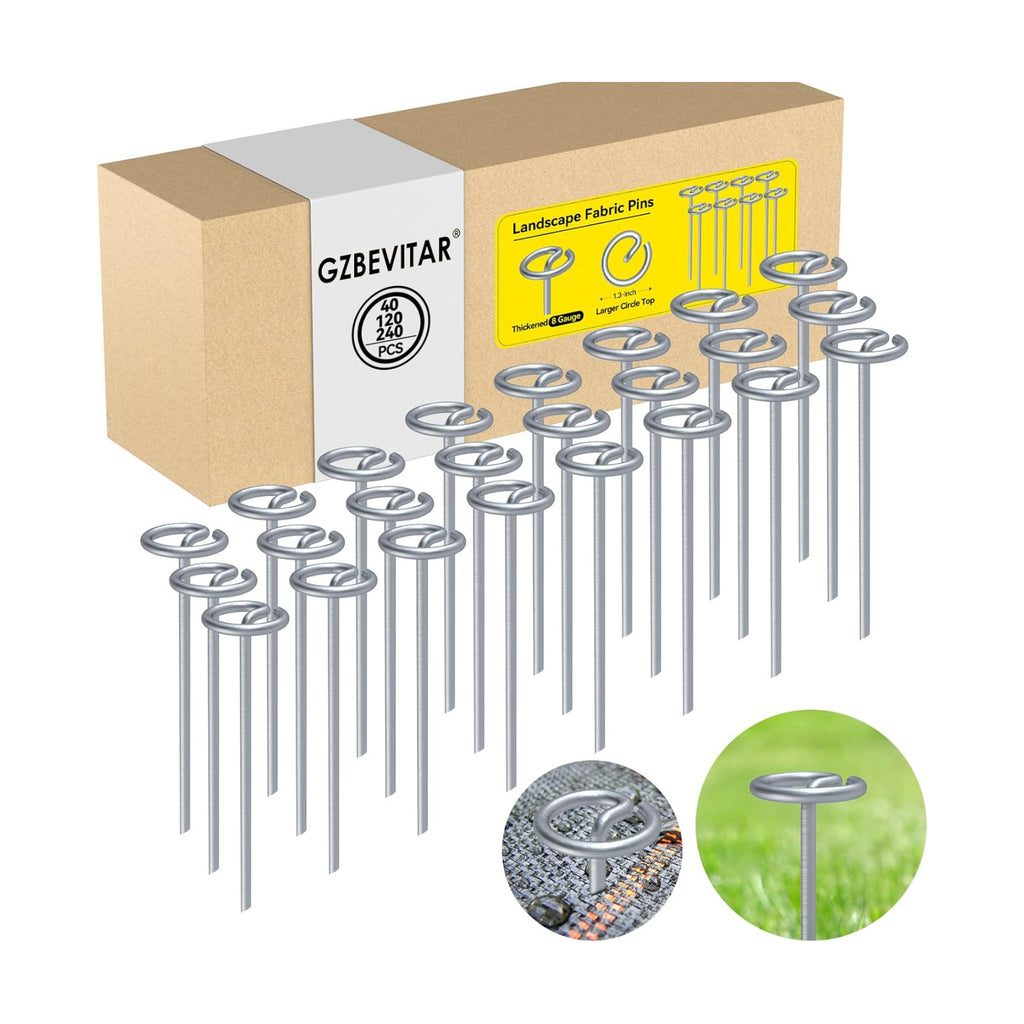 Landscape Fabric Stakes, 8 Gauge Circle Top Landscape Pins | Not Easy to Bend 6 inch Galvanized Landscape Fabric Pins