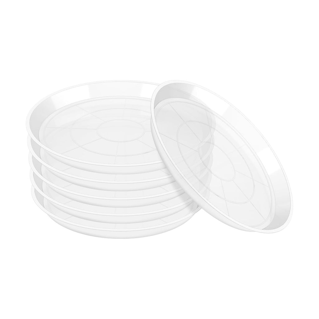 OUPSAUI Plant Saucer Pot Tray, 6 Pack Clear Plant Saucers for Indoors, Large Plastic Dish Suacer Water Drip Tray for