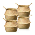 Qunclay 4 Pcs Woven Seagrass Baskets Belly Basket, M,18.46''dx8.66''h
