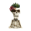 Skull Fake Plants Statue Decorations, Planter Pots with Artificial Succulents, Faux Indoor Plants for Home Decor, Desk Ornament, Handmade Resin Skeleton Statue, Unique for Women