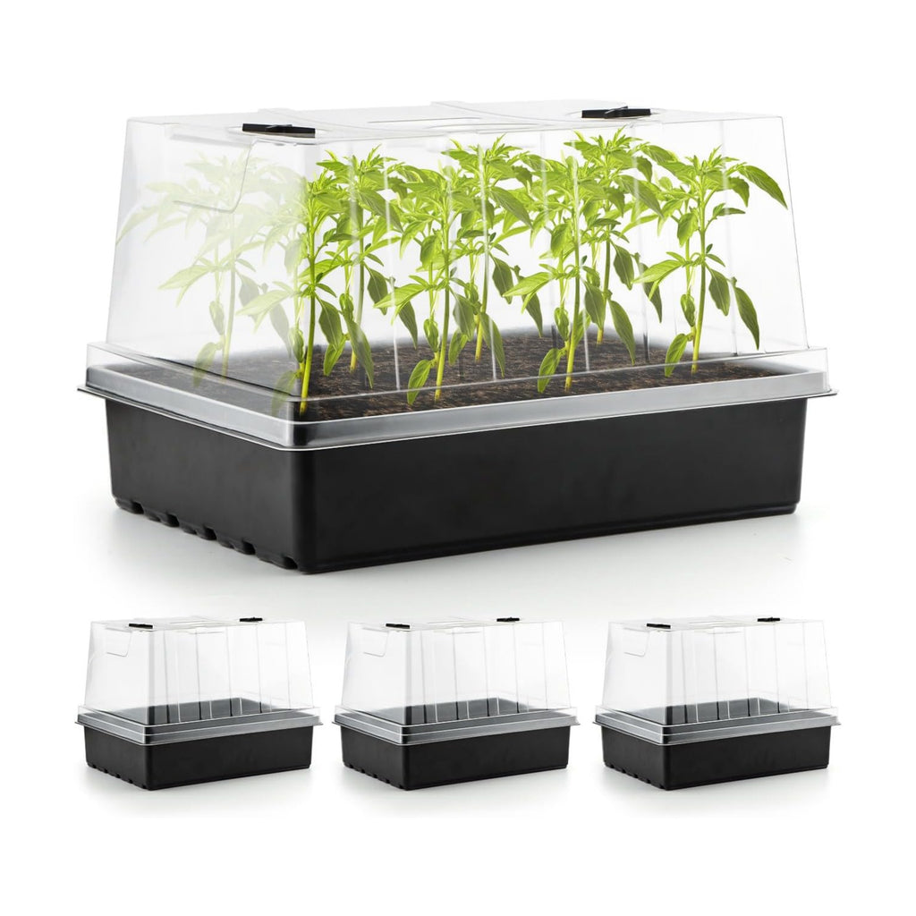 RooTrimmer 4-Pack Seed Starter Trays with 5" Tall Humidity Domes | Reusable Seed Germination Kit for Cuttings