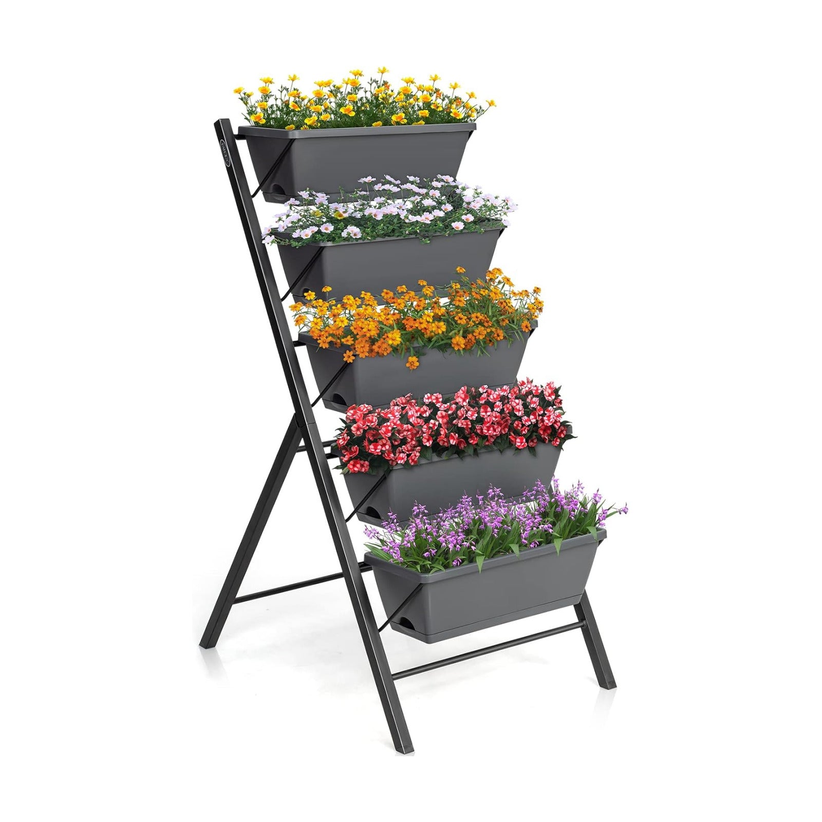 COSTWAY Vertical Raised Garden Bed, 5 Tier Planter Box with Drainage Holes for Vegetables, Grass, Flowers, Freestanding