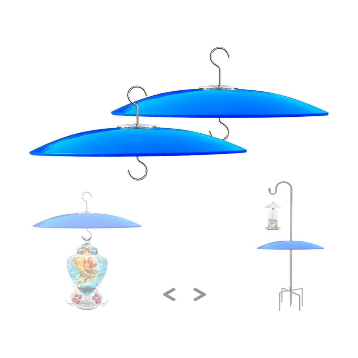 13" Large Glass Rain Cover for Bird Feeder, 2-Pack Blue Weather Guard Dome
