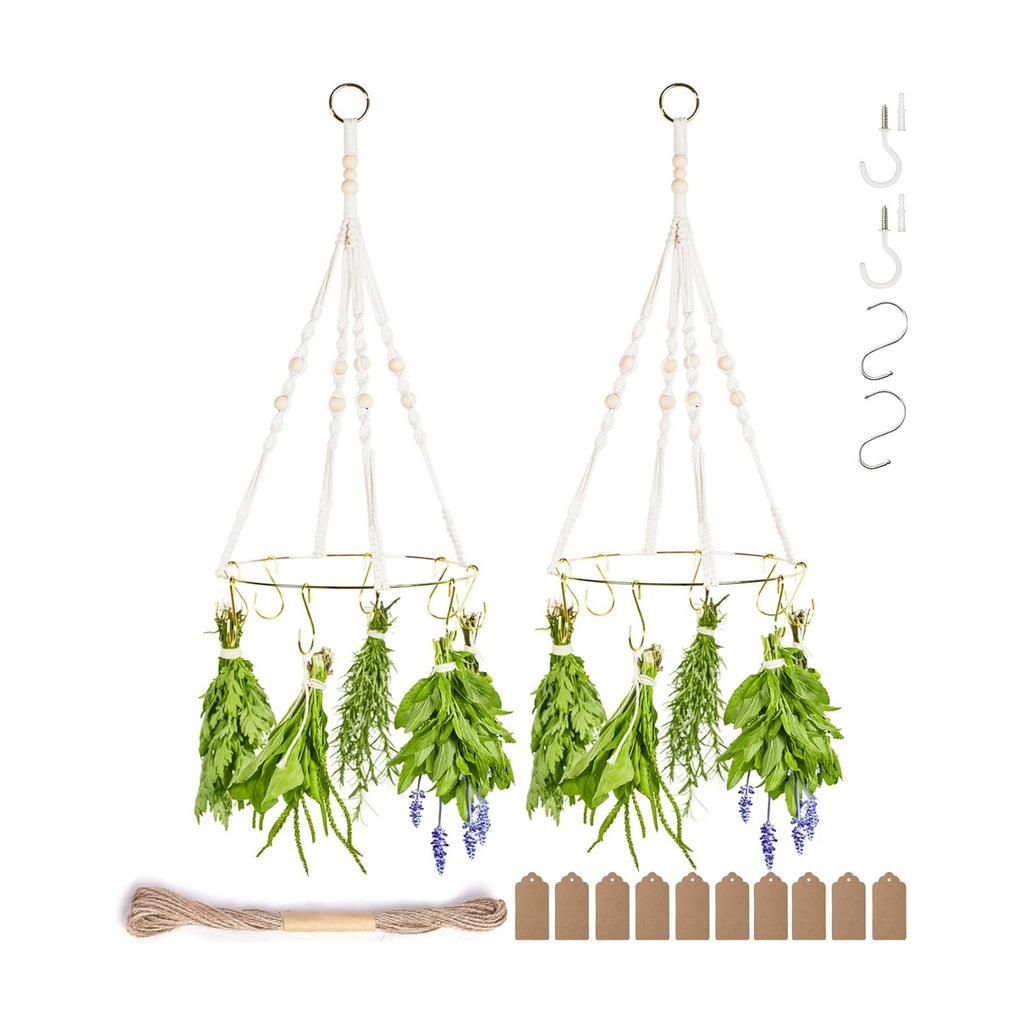2pack Herb Drying Rack With 20pcs Golden Herb Dryer Hooks, Golden Color