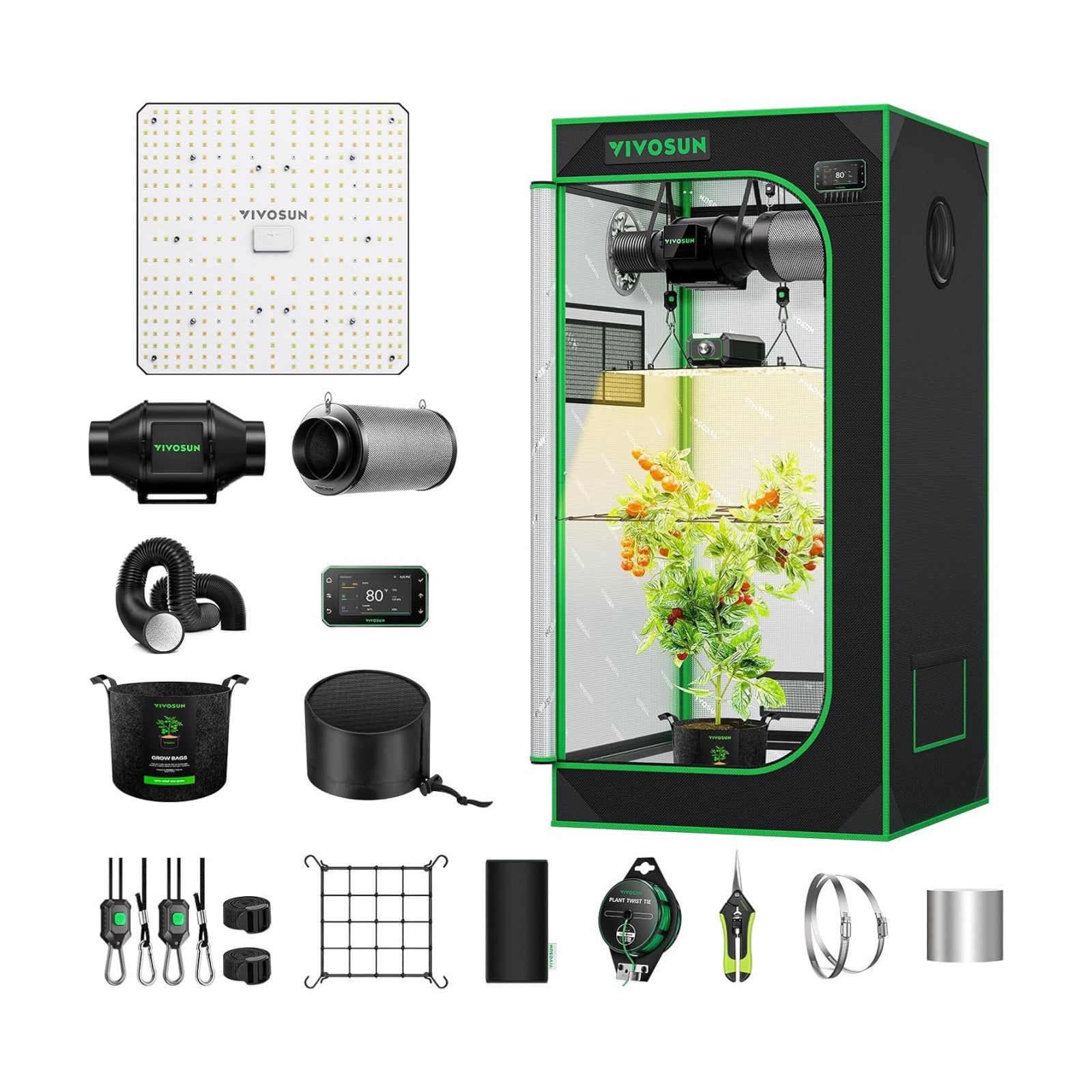 VIVOSUN Smart Grow Tent Kit 2x2, 1-Plant WiFi-Integrated Grow Kit System | 100W Full Spectrum LED, Automatic