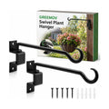 16 inch 2 Pack Swivel Plant Hangers Outdoor Heavy Duty - Black Iron Plant Hanging Hook Bracket for Flowers Baskets Pots