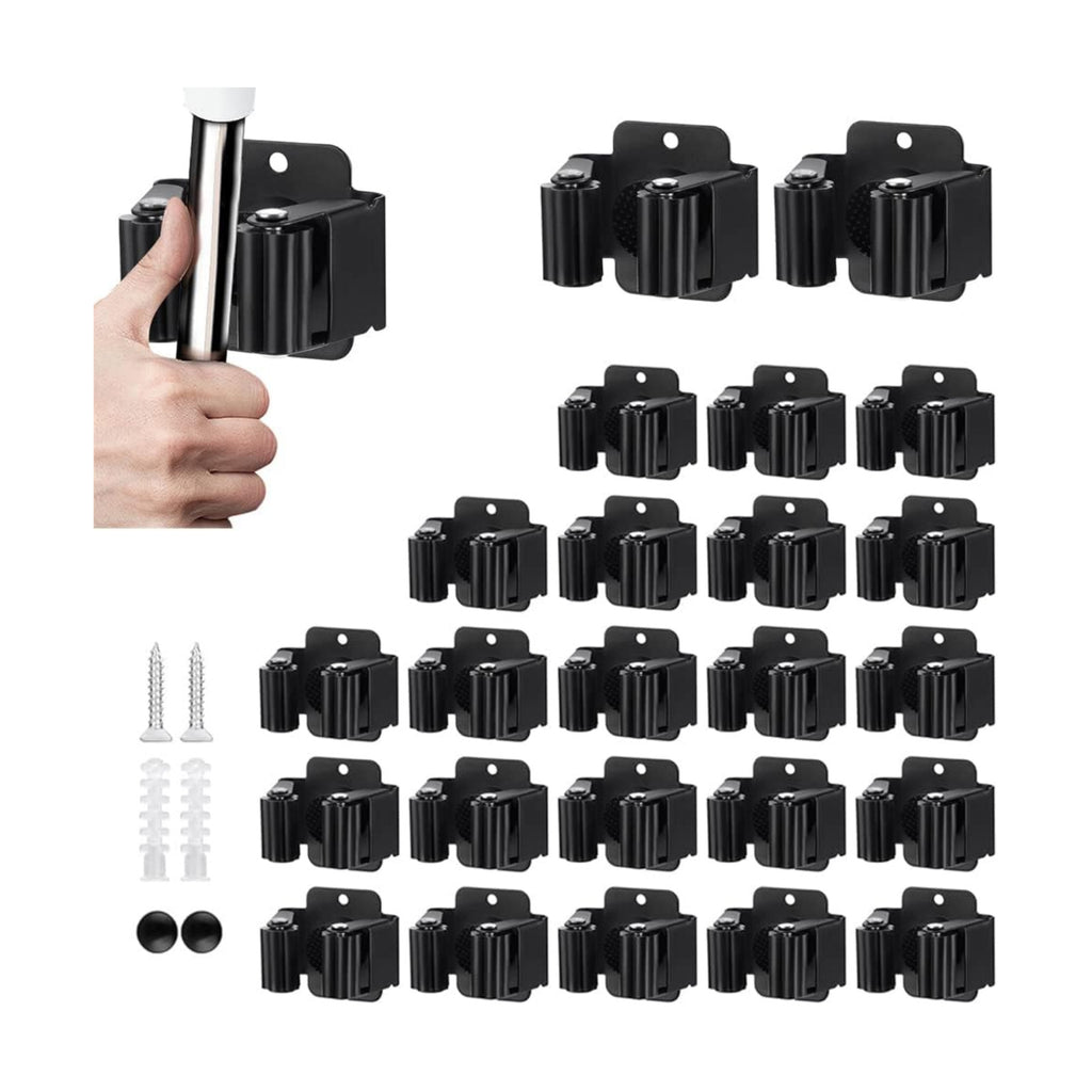 JAMEND CLXP 24PCS Broom and Mop Holder, Heavy Duty Garden Tool Organizer Rack Rake and Shovel Handle, Stainless Steel