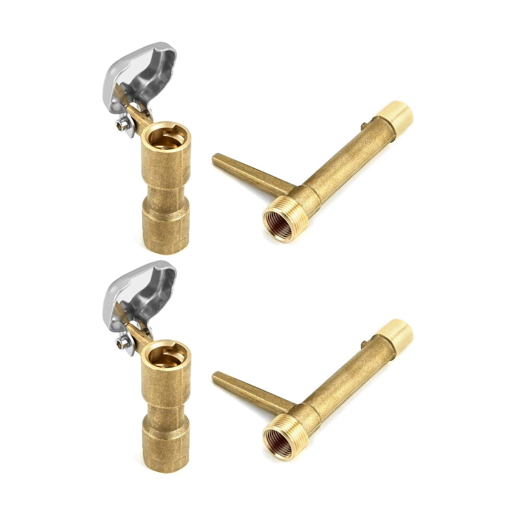 QWORK 2 Sets G3/4 BSP Brass Quick Coupler Valves – Compatible Keys for Lawn, Garden & Irrigation Systems