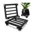 2 Pack 12 Inch Plant Caddy with Wheels, 380 Lb Metal Dolly, Locking Casters | Metal Plant Stand, Square Rolling Base