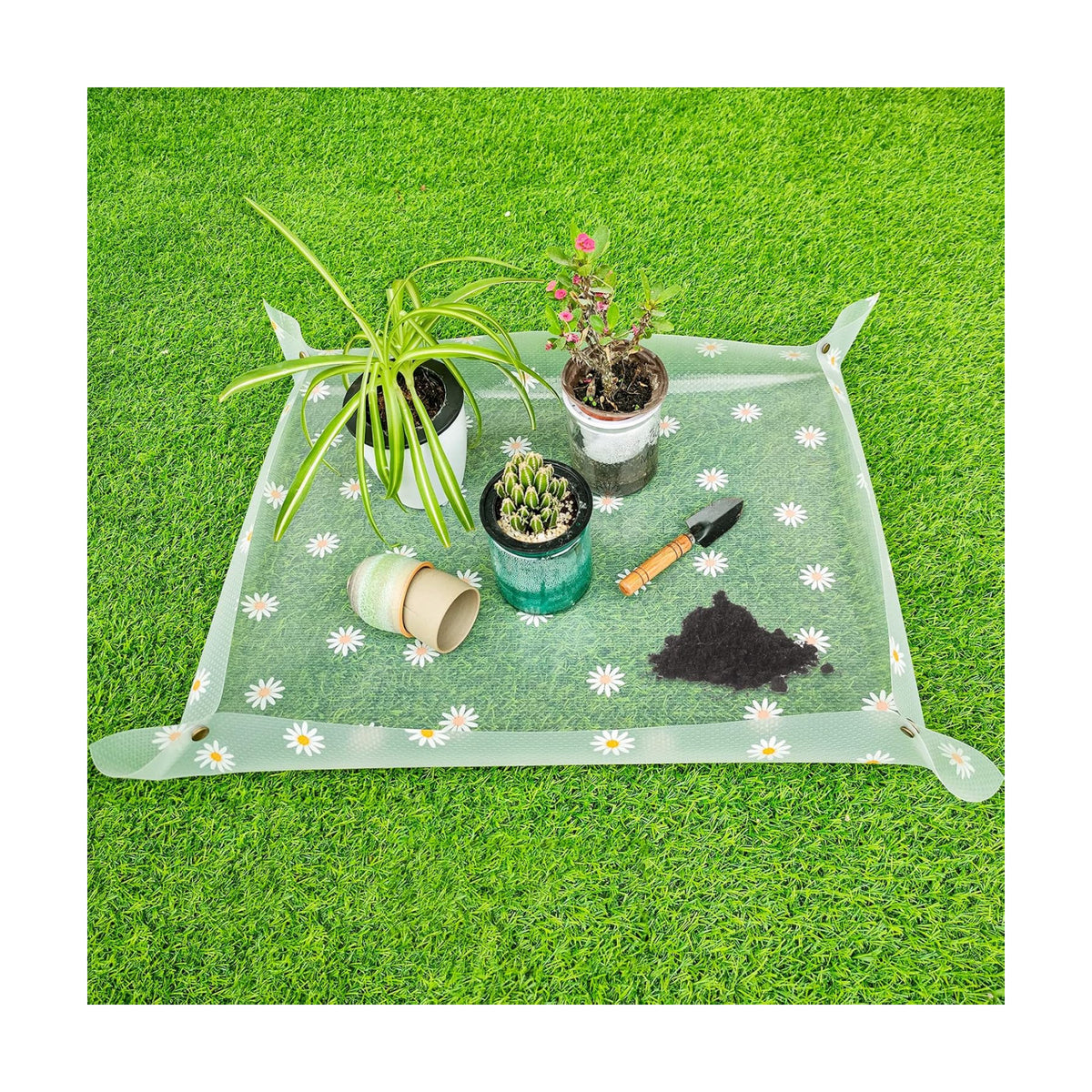 Repotting Mat for Indoor Plants Waterproof Clear Potting Mat Foldable Plant Potting Repotting Tray Portable Gardening Tray for Indoor Potting Soil, House Plants Orchid,Succulents 31.5 x 23.6