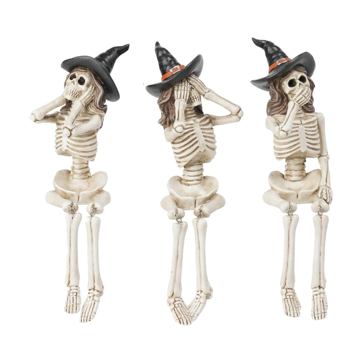 Newman House Studio Halloween-Décorations No-Evil-Skeleton-Figurines