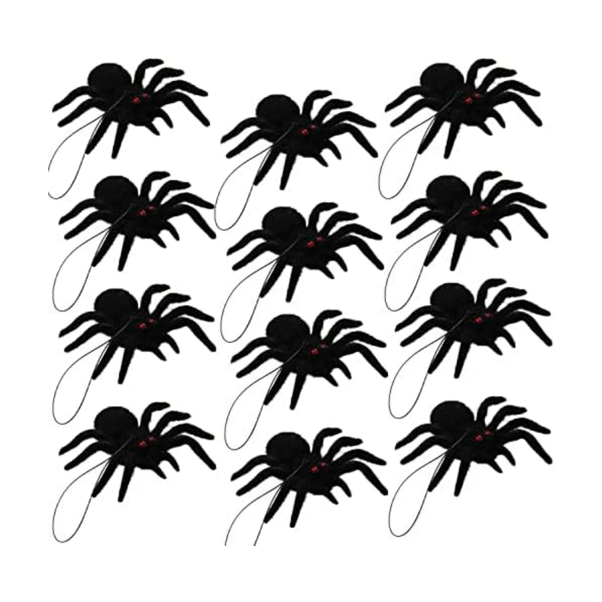 Halloween Hanging Spiders - Realistic Hairy Decorations for Party and Haunted House, 12 Pack