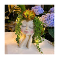 Cute Face Head Planter Pot With Solar Led String Lights & Drainage Hole | Warterproof, Long Lasting Resin Material