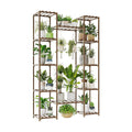 Bamworld Plant Stand Indoor Outdoor 12 Tier Tall Large Wood Plant Shelf | Widened Multi Tier Flower Stands Garden