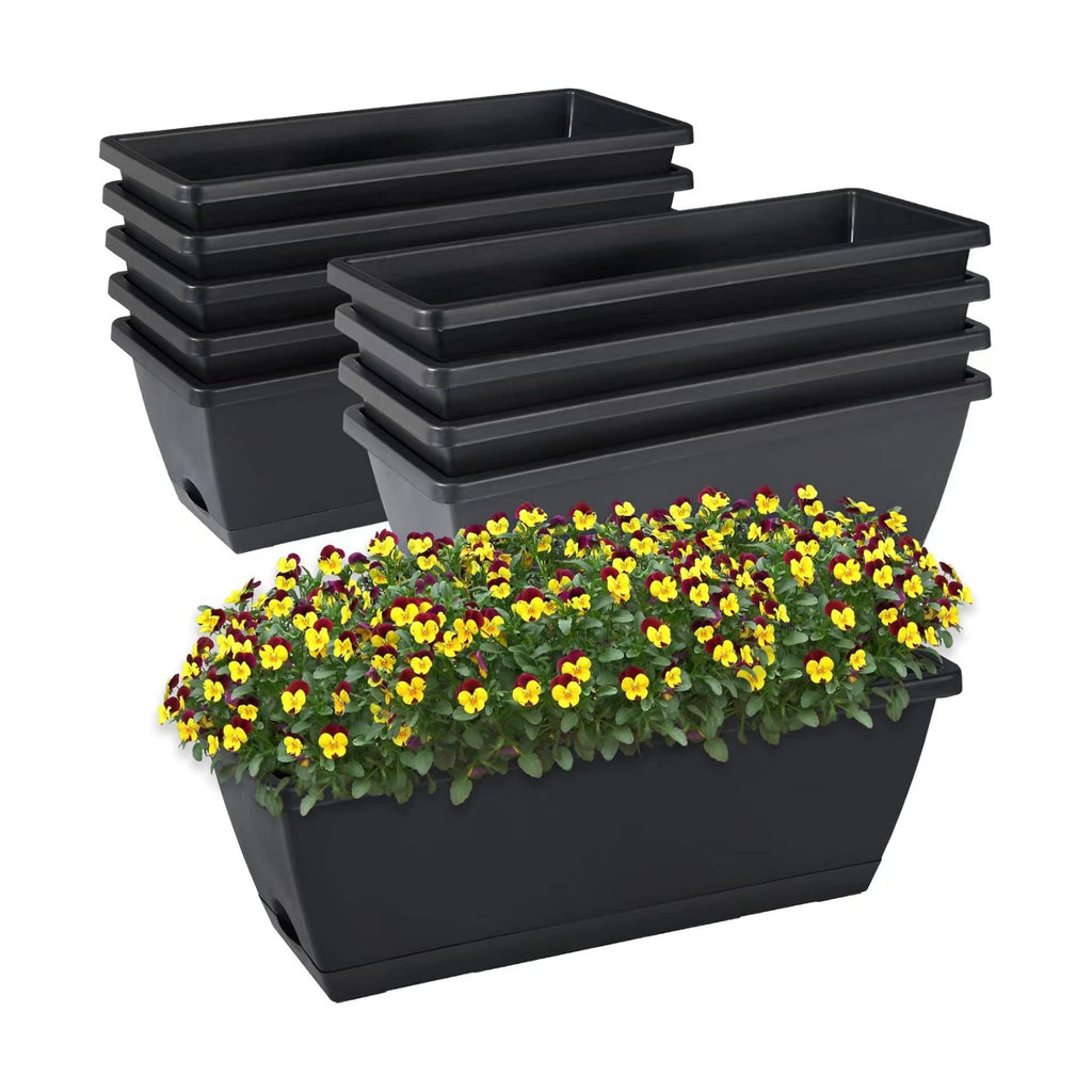 CHUKEMAOYI Window Box Planter, 10 Pack Plastic Vegetable Flower Planters Boxes 17 Inches Rectangular Flower Pots with