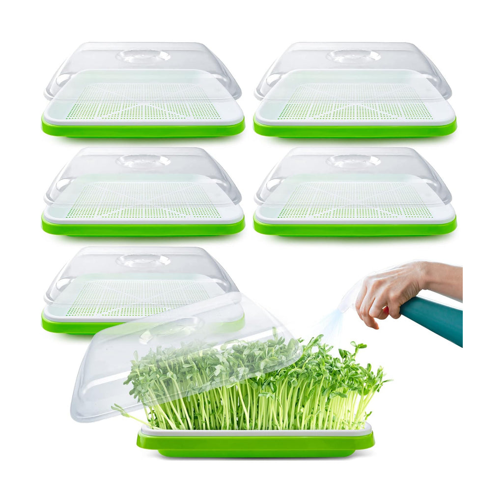 Seed Sprouter Tray with Drain Holes,Seed Germination Tray Kit BPA Free Nursery Tray,Soil-Free Big Capacity Healthy