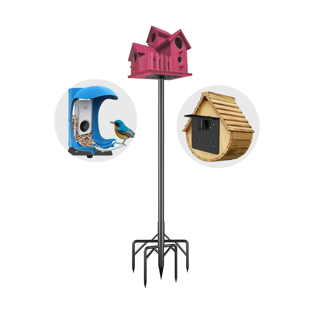 Bird Feeder Pole Kit, 79 Inch Bird House Pole for Outdoors Heavy Duty,5 Base Prongs Adjustable Birds Feeder Stand for