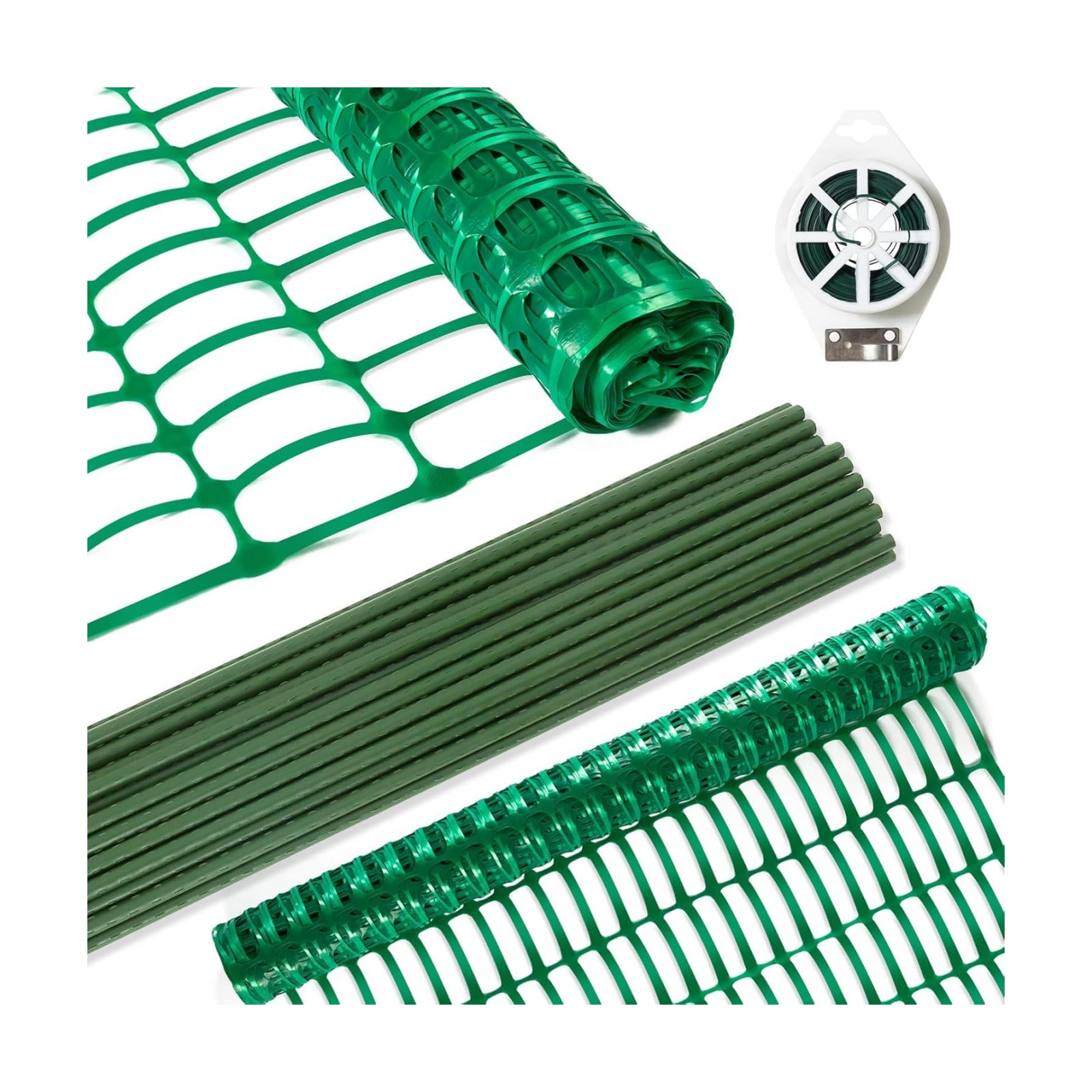 Safety Fence Plastic Mesh Fencing Roll,1 Roll with 25 Steel Stakes | Temporary Reusable Netting for Pool Fence, Garden