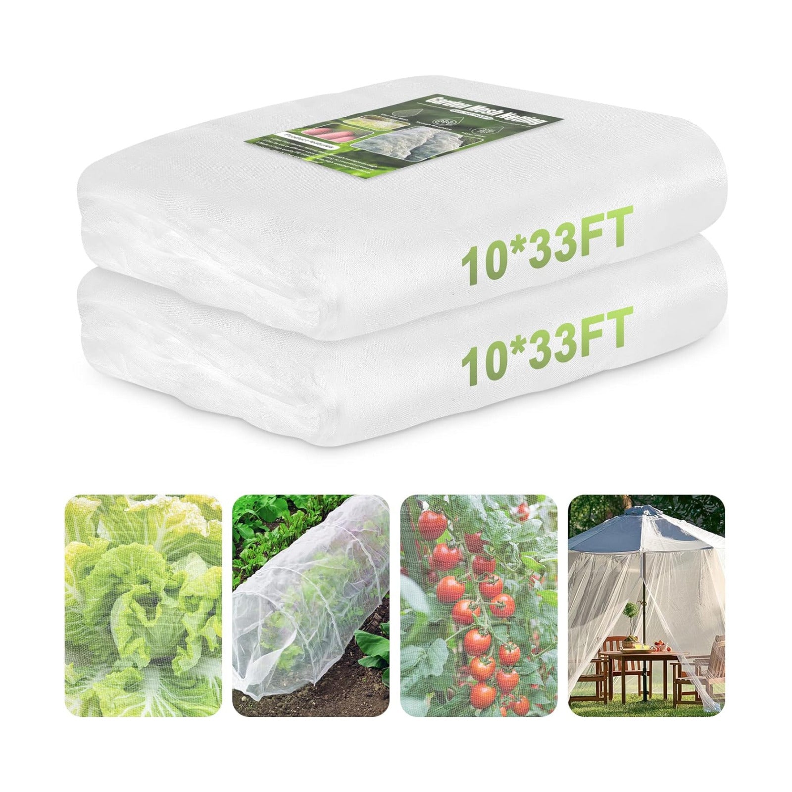 RIFNY Garden Netting for Raised Beds Garden Protection Plant, 2 Pcs 10x33Ft | Ultra Fine Mesh Netting, Insect Pest