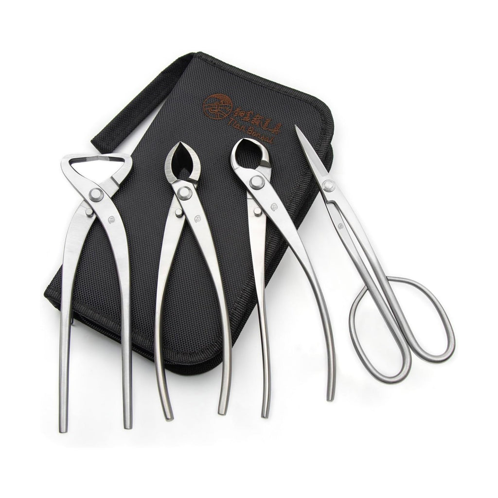 4-PCS Bonsai Tool Set Including Concave Cutter Straight Edge Cutter Trunk Splitter And Bonsai Scissors Equip With Tool