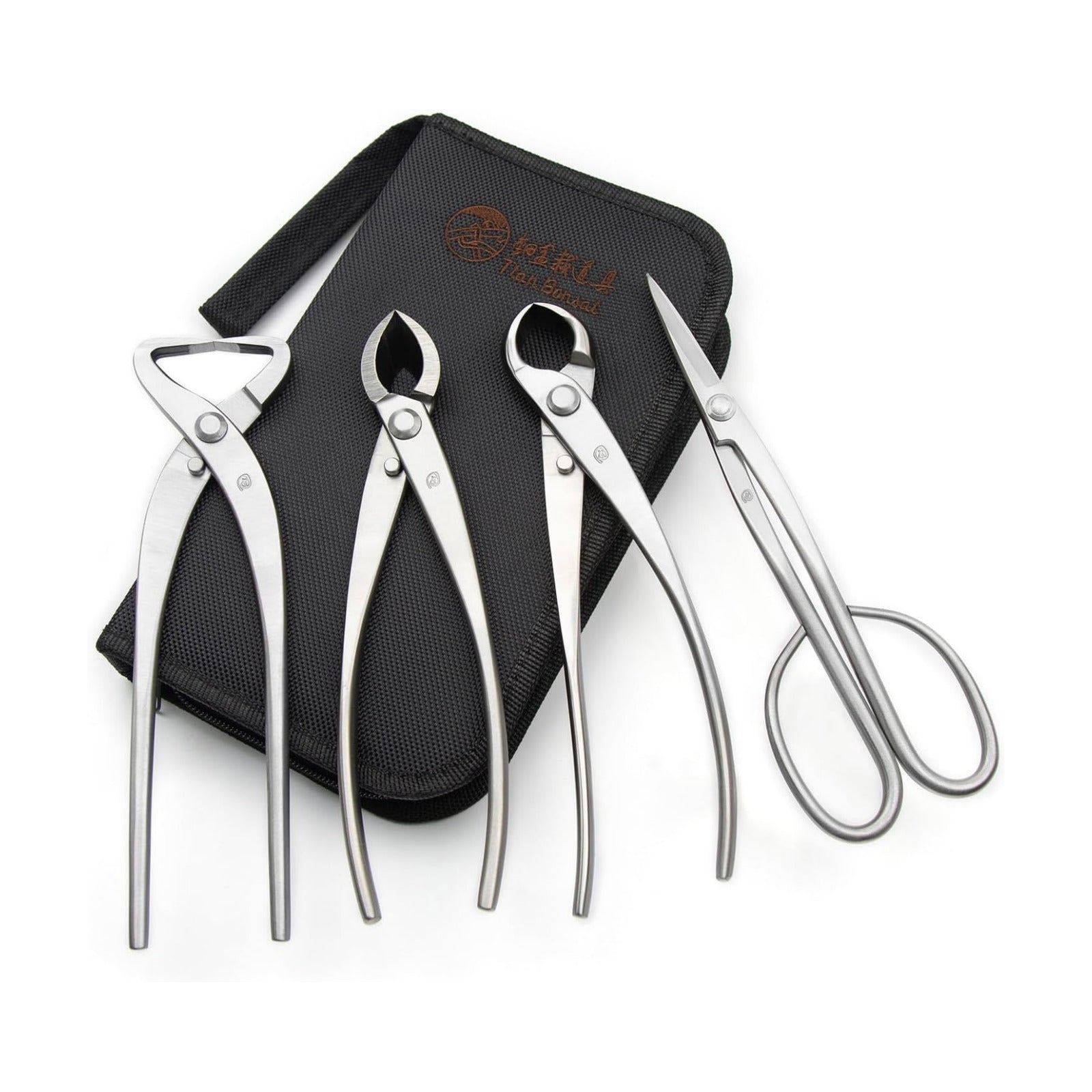 4-PCS Bonsai Tool Set Including Concave Cutter Straight Edge Cutter Trunk Splitter And Bonsai Scissors Equip With Tool