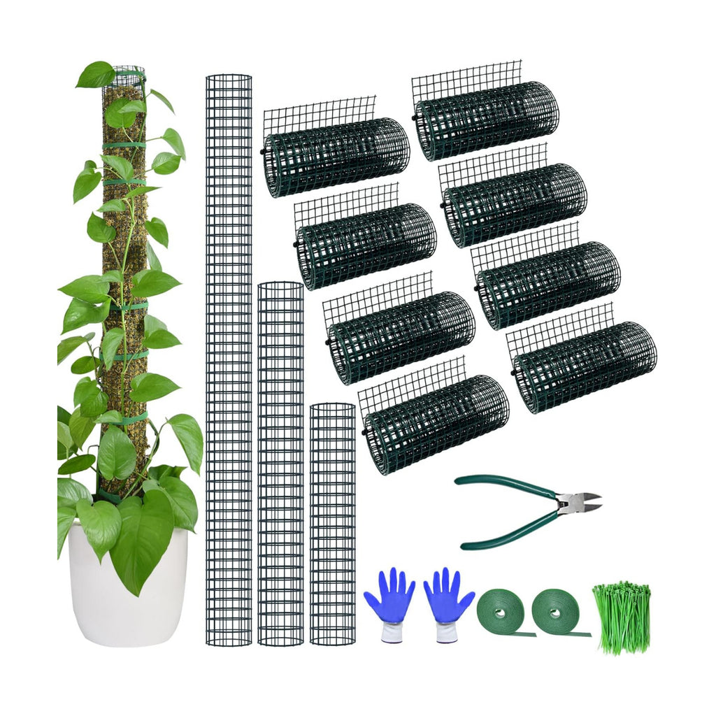 Moss Pole DIY Kit, 26.3ft Metal Moss Pole for Plants Monstera, 8Pcs 8.3in×3.3ft Steel Wire Mesh with Plier, Cable Zip