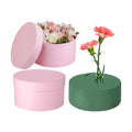 Nuenen Round Gift Boxes with Lids Floral Foam Set for Arrangements, Pink