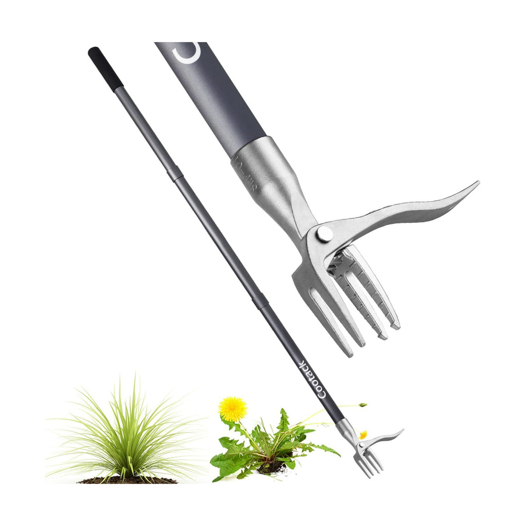 52'' Weed Puller with Long Handle Stand-up Hand Weeder Manual Weeding Tool with Stainless Steel Claw for