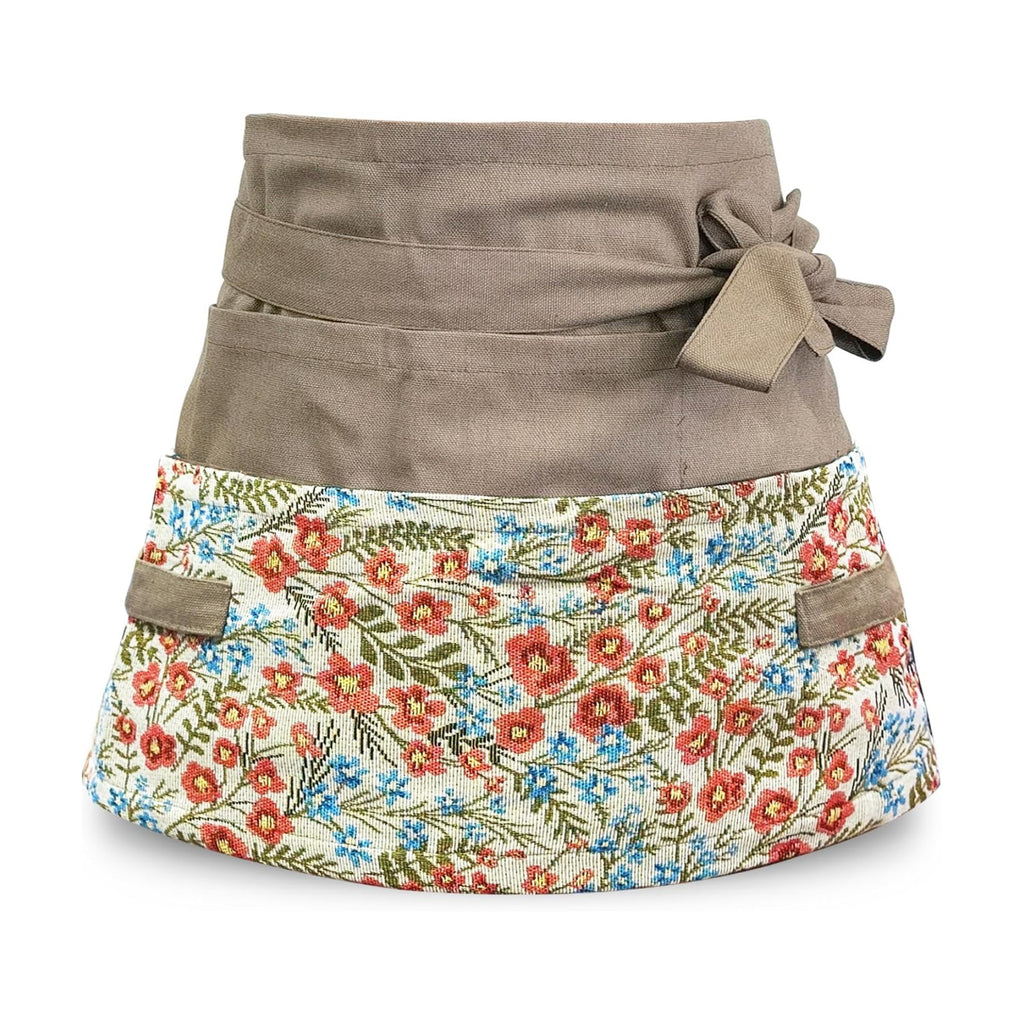 Gardening Apron Women, Half Floral Serve Garden Apron with 8 Pockets | Cute Florist Waitress Canvas Apron for Kitchen