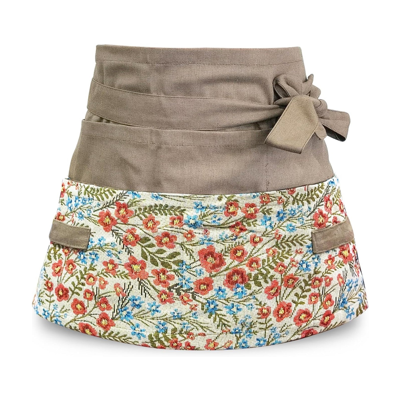 Gardening Apron Women, Half Floral Serve Garden Apron with 8 Pockets | Cute Florist Waitress Canvas Apron for Kitchen