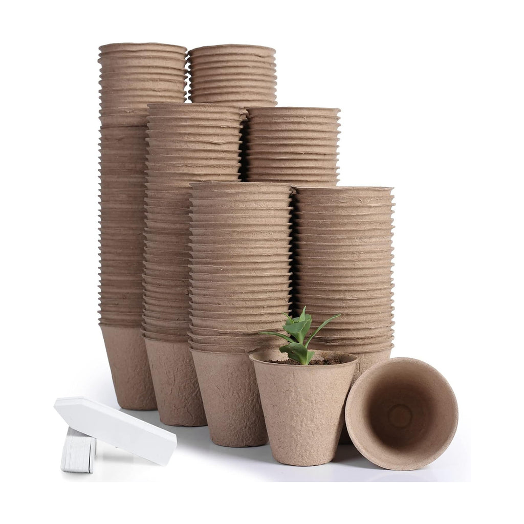 200-Pack 3.15 Inch Peat Pots for Seedling with 200 Pcs Plant Labels,Outdoor Garden Germination Nursery