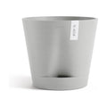 Ecopots Venice 2 Round Flower Planter with Water Reservoir, White Grey, 12" | Self-Watering, Modern Style, Durable