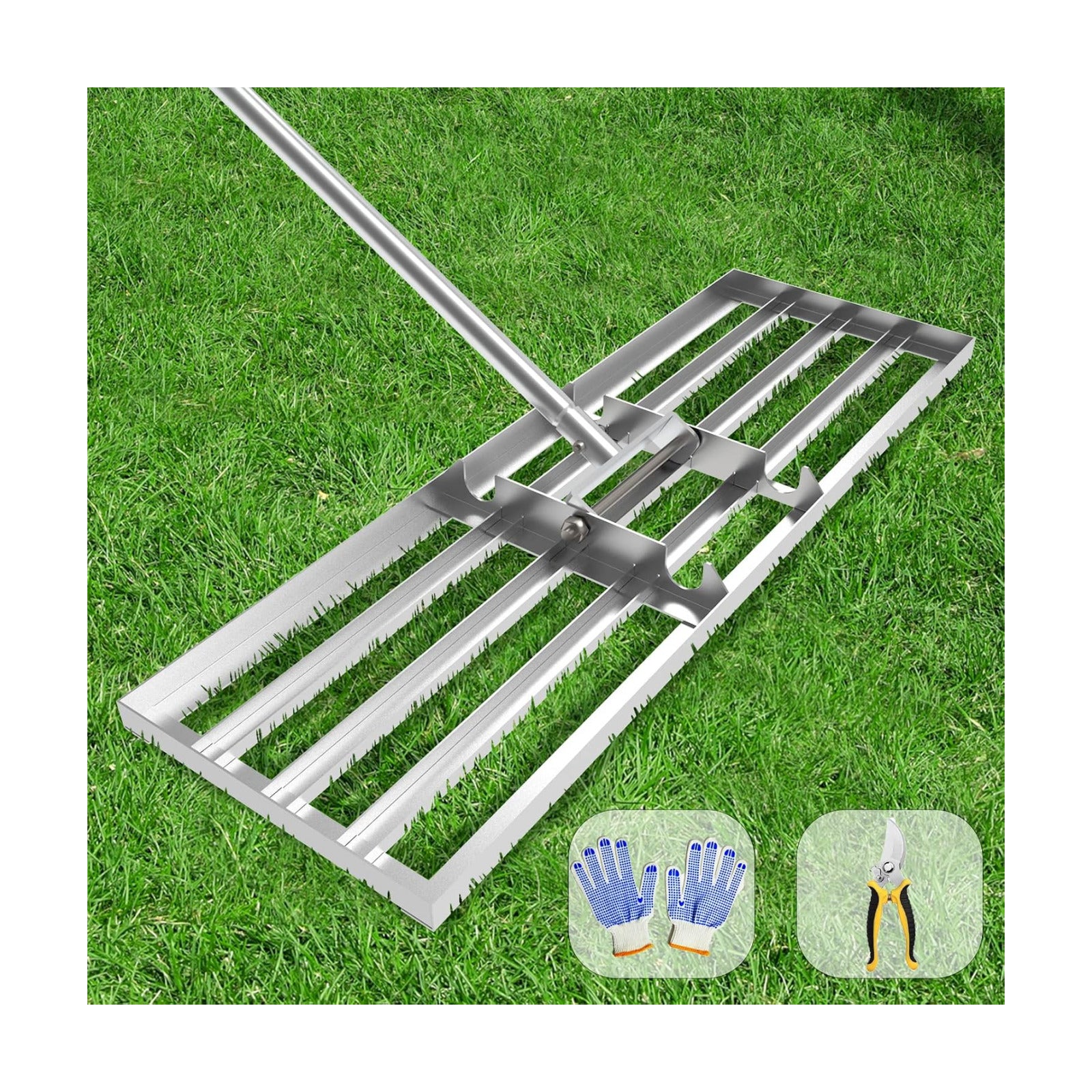 Lawn Leveling Rake 35x10 inch, (Professional-Grade) Lawn Leveler Tool with Stainless Steel Handle Rakes for Lawns Heavy