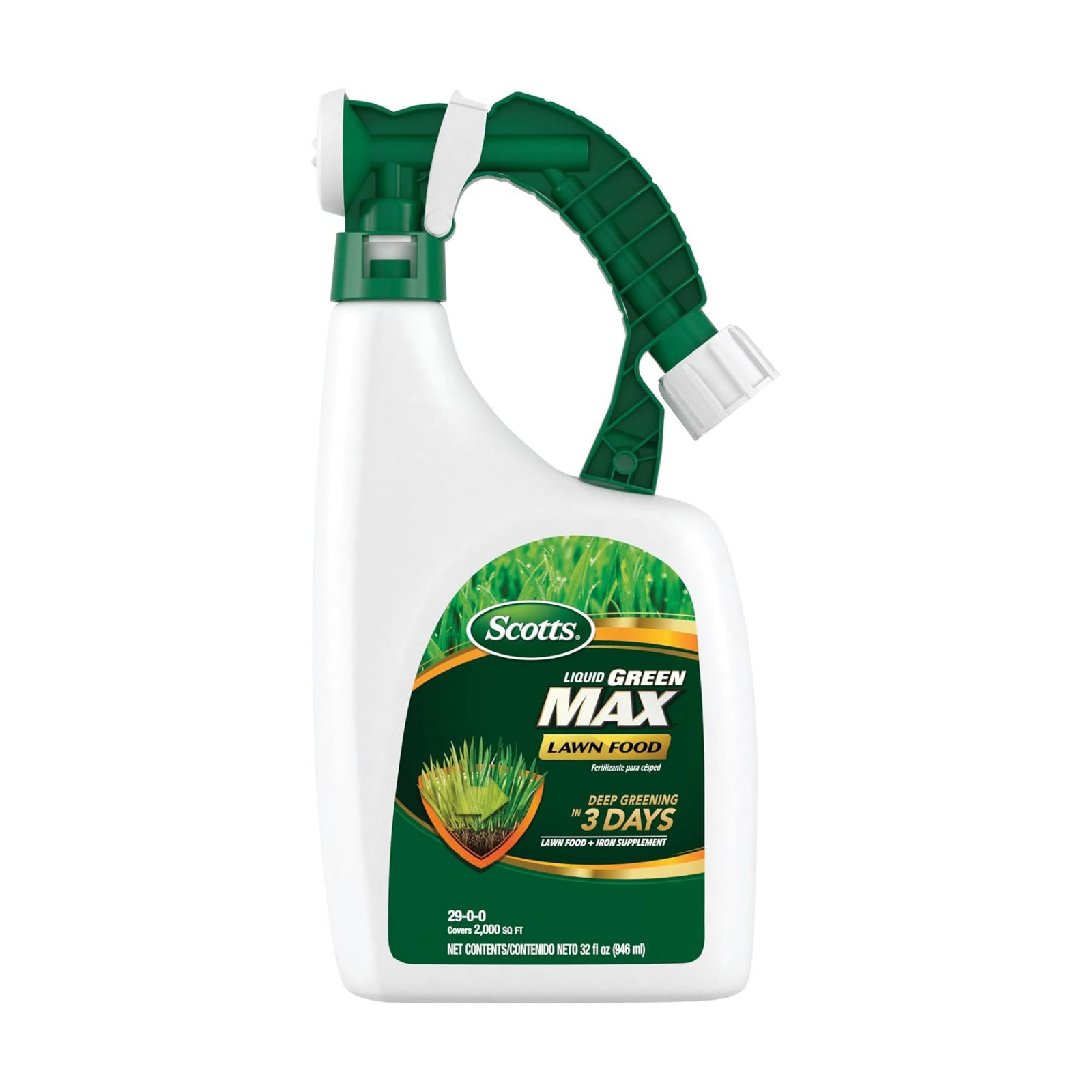 Scotts Liquid Green Max Lawn Food, 32 oz. | 2-in-1 Fertilizer and Iron Supplement, Use on Any Grass Type