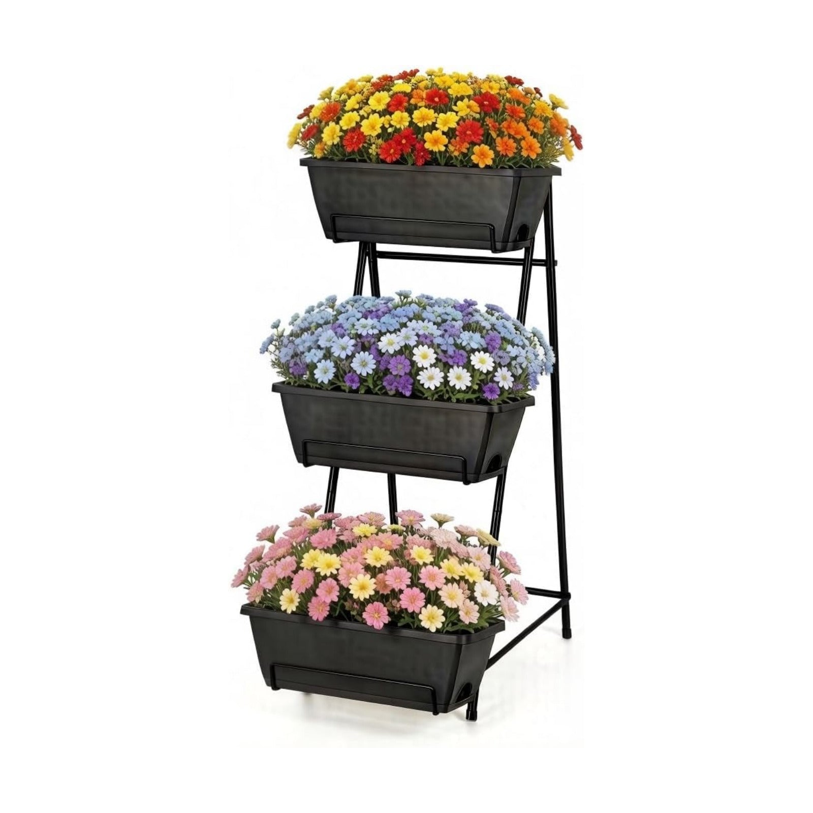 3 Tier Vertical Garden Planter Small Raised Garden Bed Freestanding Plastic Raised Planter Boxes Herb Planter Stand