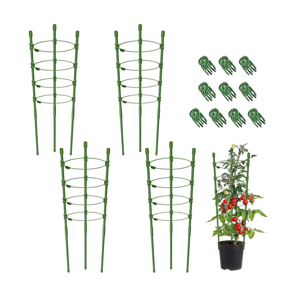 4 Packs 30inch Plant Support Cages with 3 Adjustable Support Rings- Small Tomato Cage for Pots Plant Holder for Home