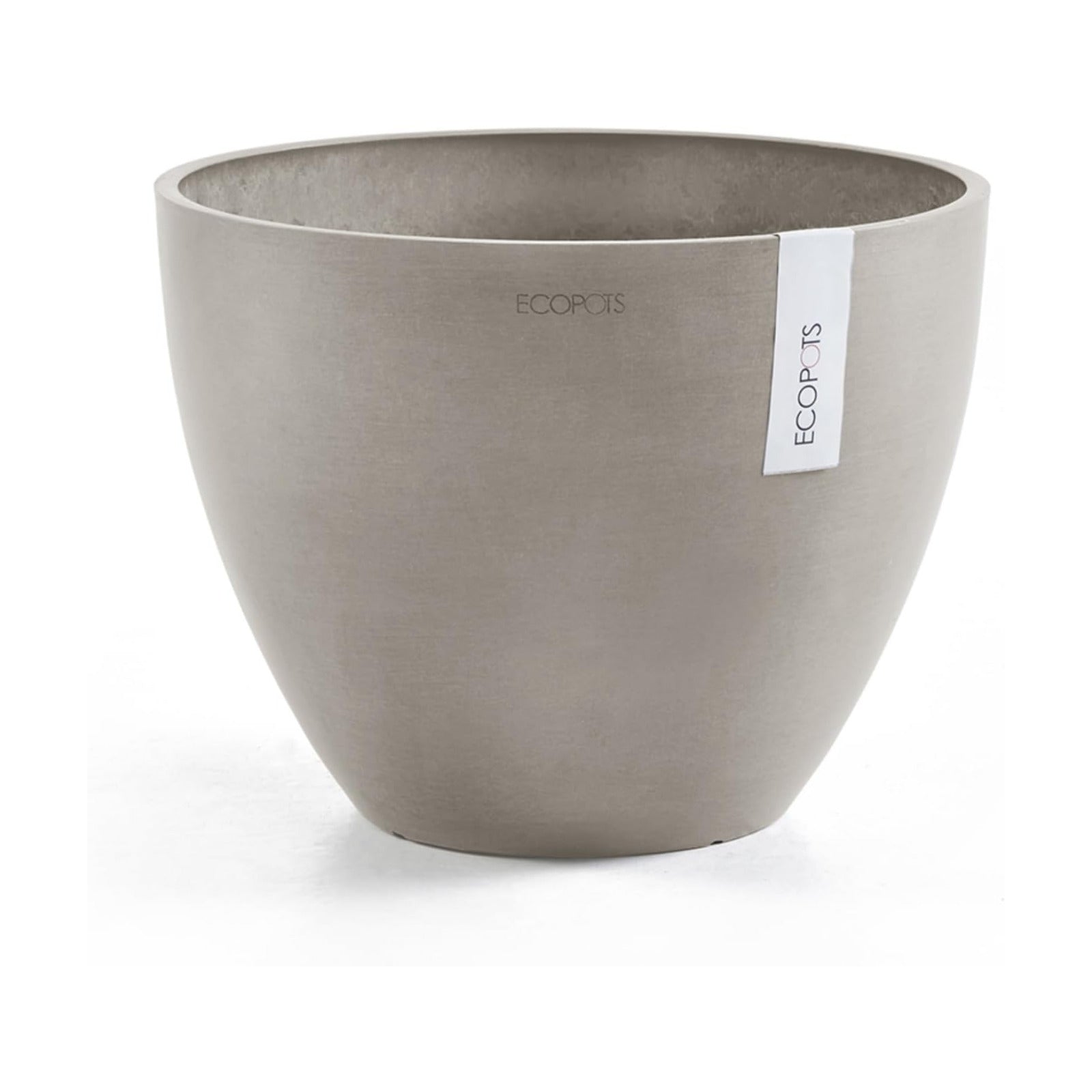 Ecopots Antwerp Round Tapered Flower Planter, Taupe, 12" | Modern Style, Durable Recycled-Based Composite Construction