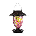 LUJII Solar Powered Hummingbird Feeder for Outside Hanging, Trophy Shaped Hand Blown Glass, Weatherproof, Lighted Lantern for Garden Decor, 32 fl.oz, Never Leak, Unique Gift for Bird Lover(Purple)
