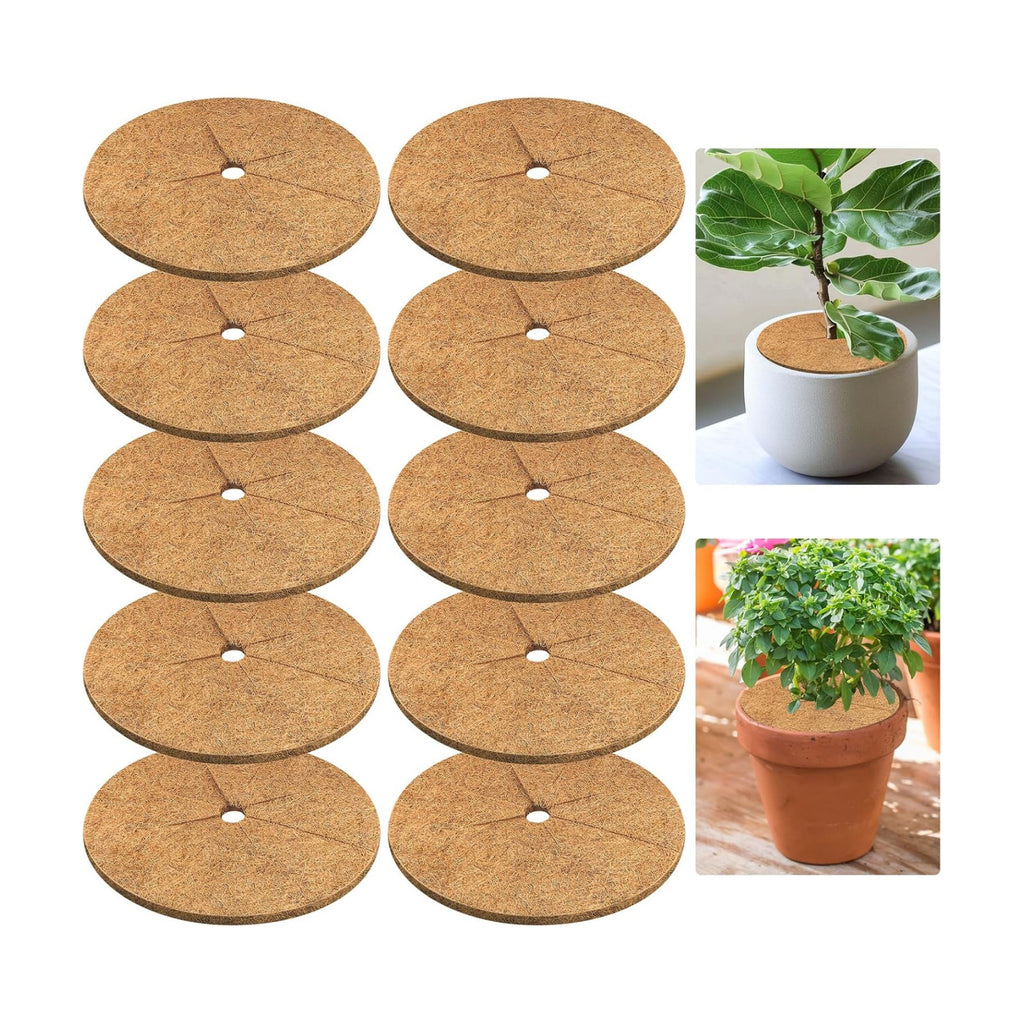 Legigo 10 Pack Coconut Fiber Mulch Ring Tree Plant Protector Mat, 9 Inch