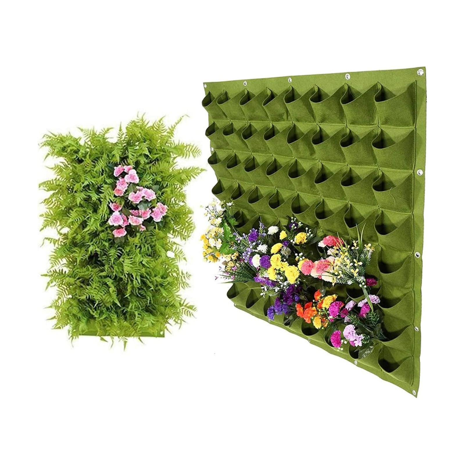 Hanging Planting Grow Bags, 64 Pockets Hanging Vertical Wall Planter Wall Mounted Grow Bag Outdoor Indoor Gardening