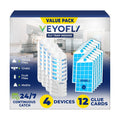 VEYOFLY Fruit Fly Traps Indoor Plug-in UV, Gnat Trap, 4 Device + 12 Refills | UV light attracts insects to glue cards