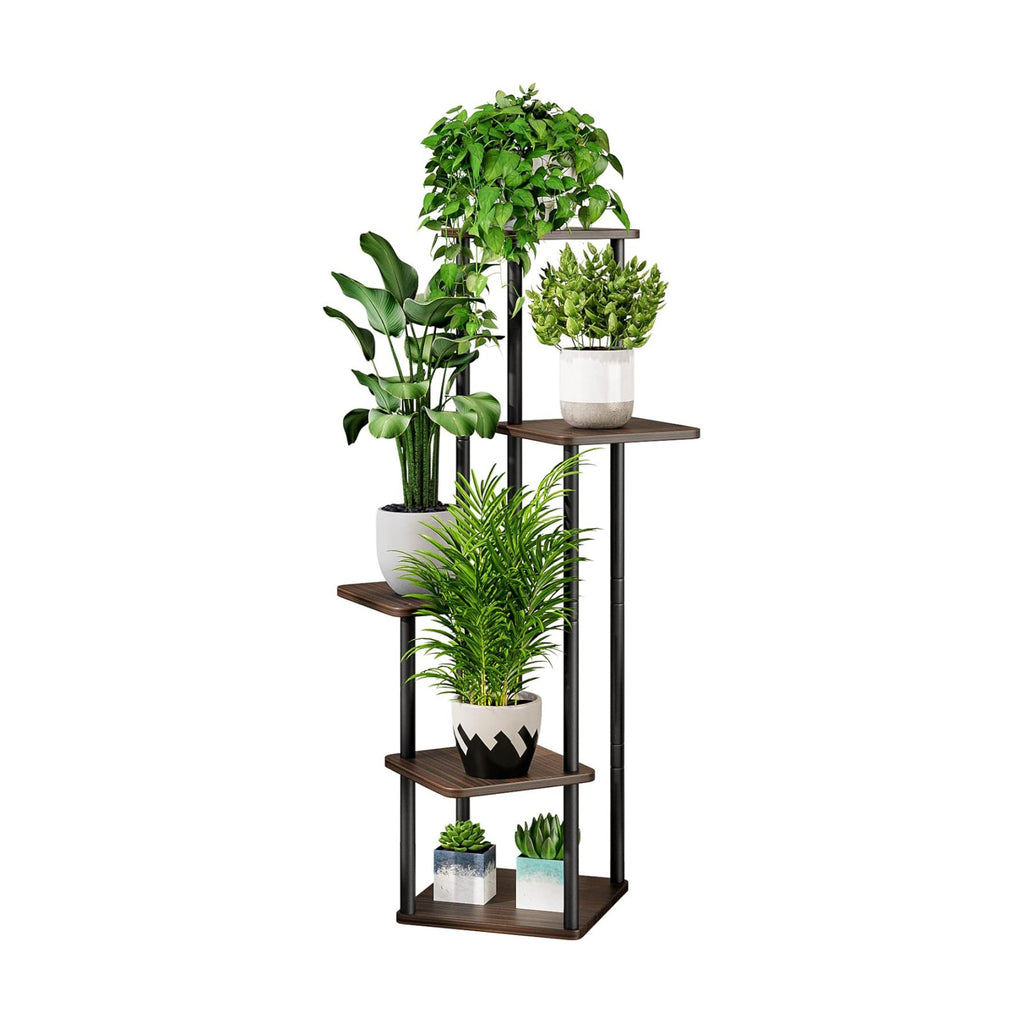 AZERPIAN 5 Tier Tall Plant Stand Indoor Corner Tiered Shelf Metal MDF Board