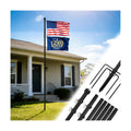 Acostop 10ft In-Ground Flag Pole for Outside House, Fits 2 Flags | Windproof Thicken Flag Pole Kit with 5 Sturdy Prongs